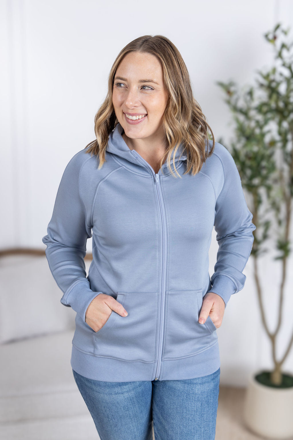 Scuba FullZip Hoodie - Dusty Blue